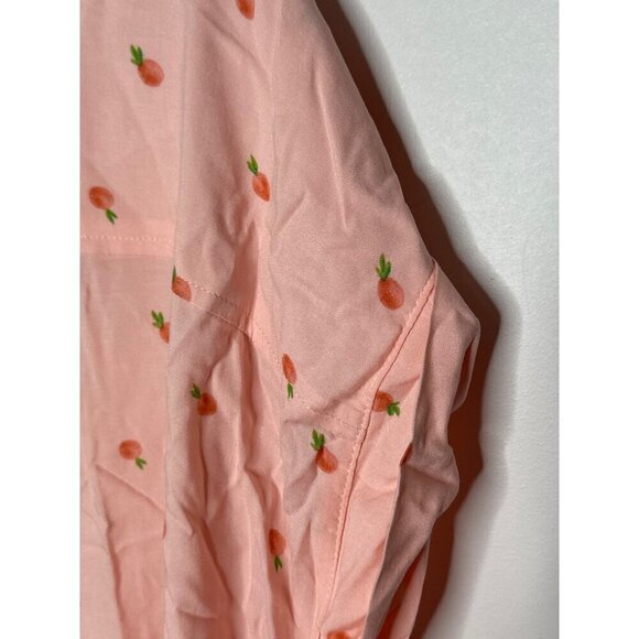 Per Se women's pink short sleeve button front oranges print top size 1x - Picture 7 of 9